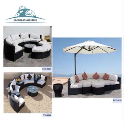 Long-lasting Garden furniture New design rattan Sofa/lounge Colorful wicker outdoor furniture FCO-2084/83