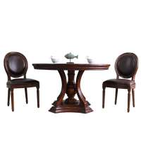 French style round wooden dinner dinning table set